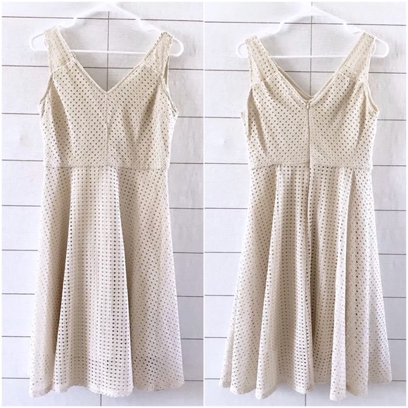 London Times Dresses & Skirts - ❌SOLD❌ London Times Beige Eyelet Fit Flare Dress